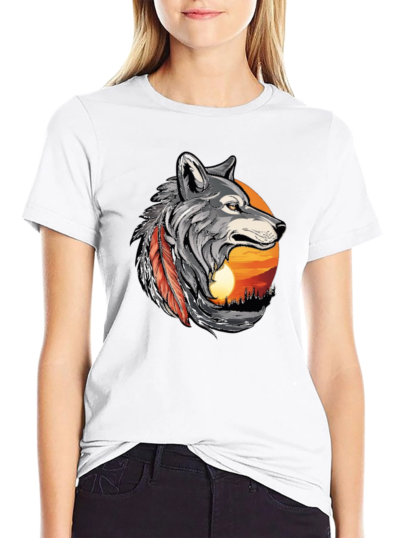 Wolf Sunset Graphic T-Shirt