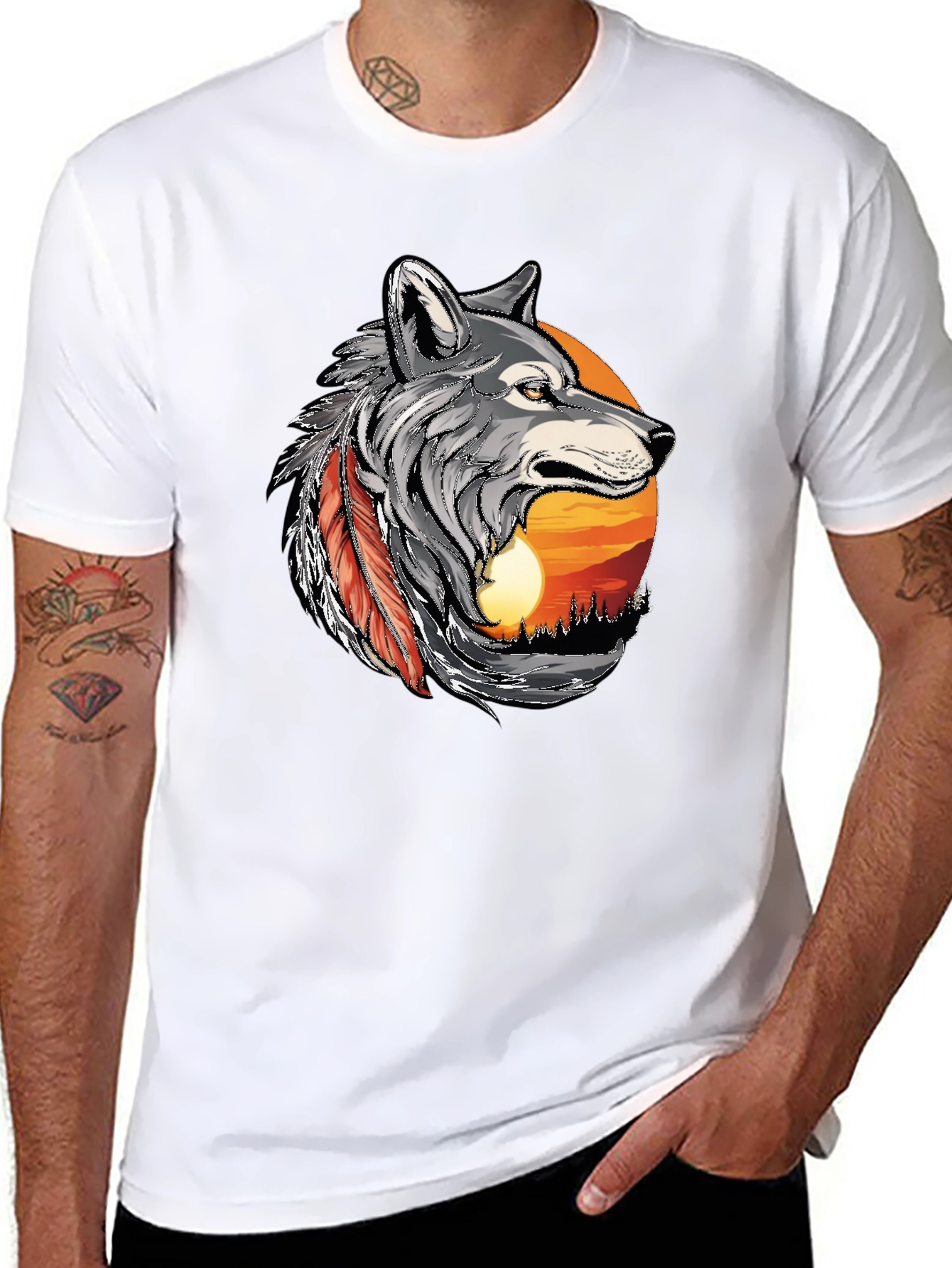 Wolf Sunset Graphic T-Shirt