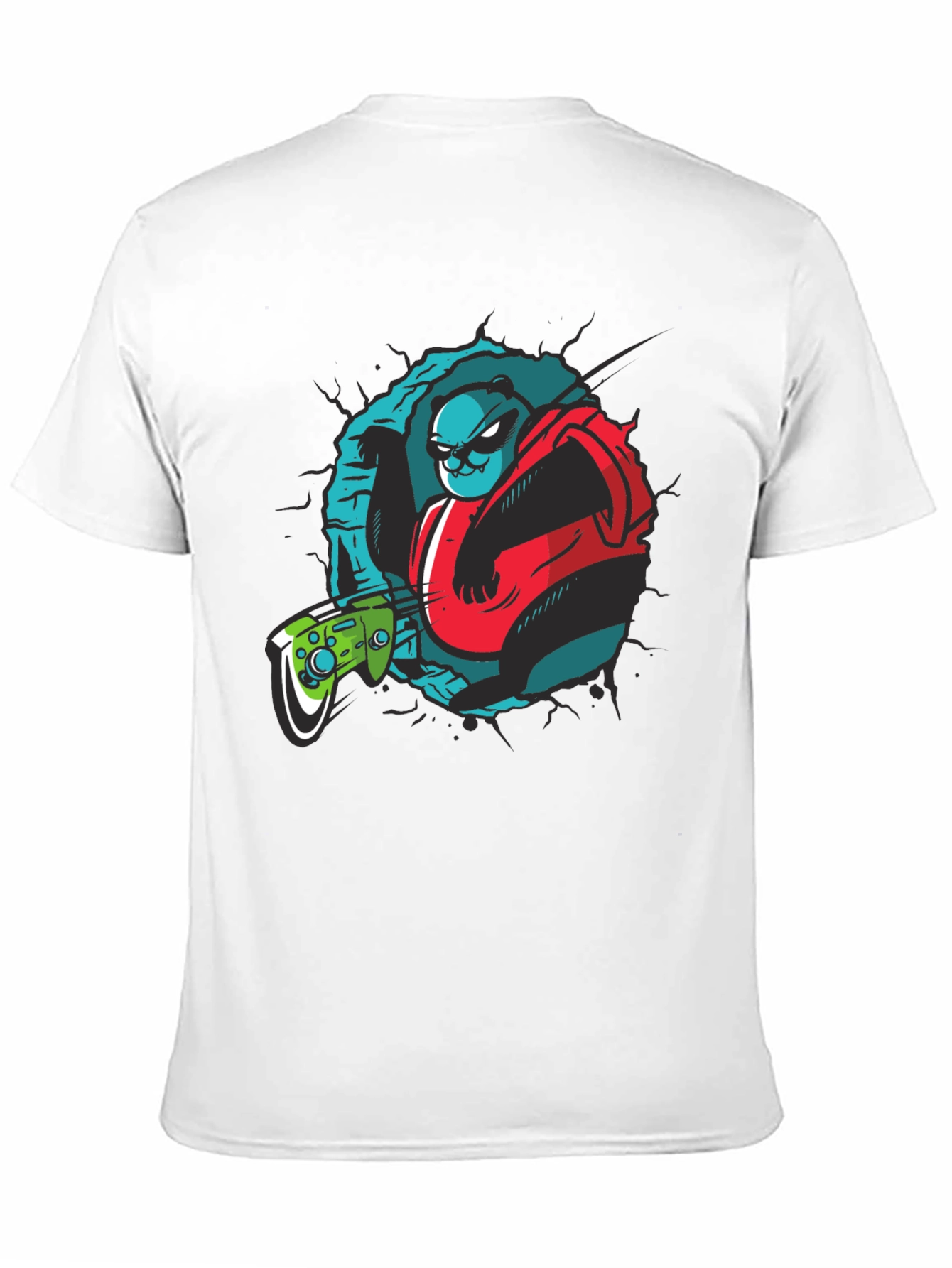 Gamer Panda Graphic Tee - Black Cotton T-Shirt