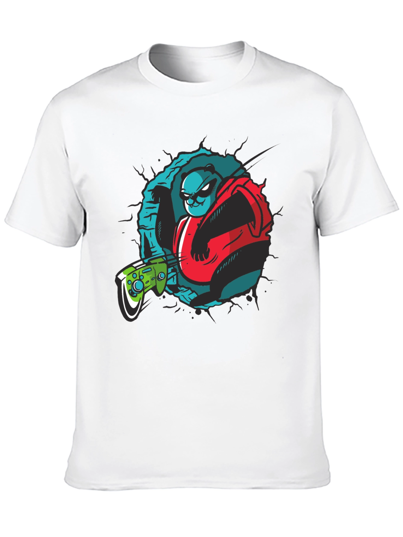 Gamer Panda Graphic Tee - Black Cotton T-Shirt