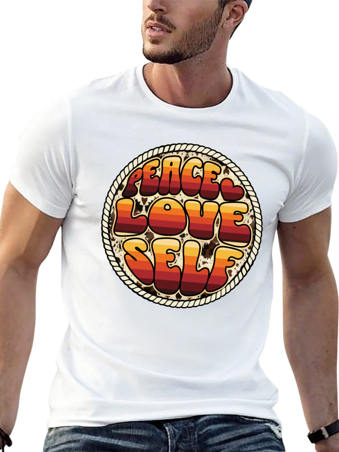 Peace Love Self Retro Graphic T-Shirt