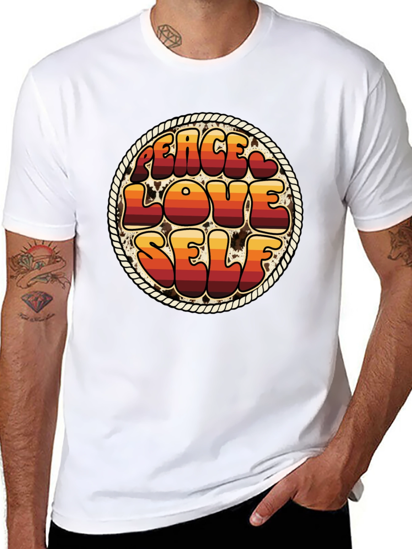 Peace Love Self Retro Graphic T-Shirt