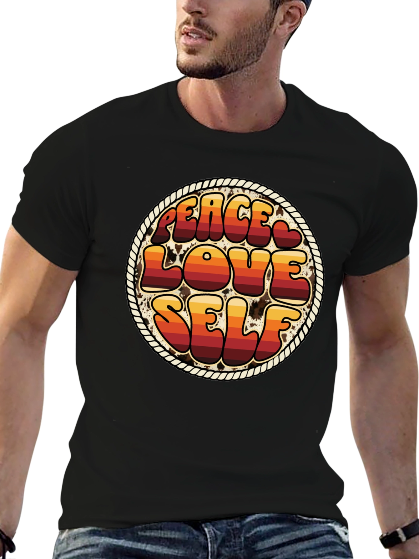 Peace Love Self Retro Graphic T-Shirt