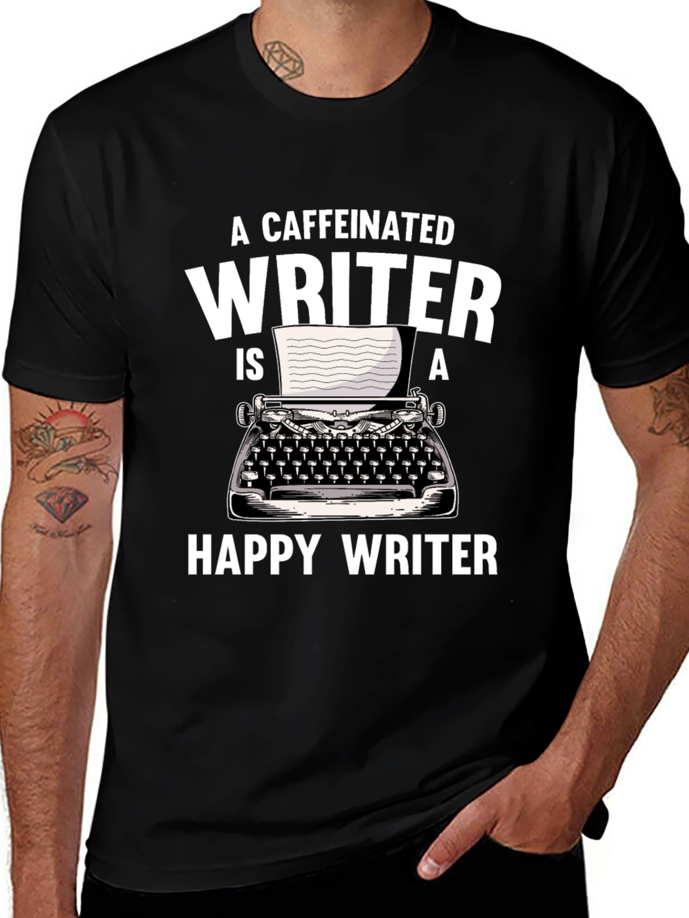 Caffeinated Writer T-Shirt - Funny Writing Tee