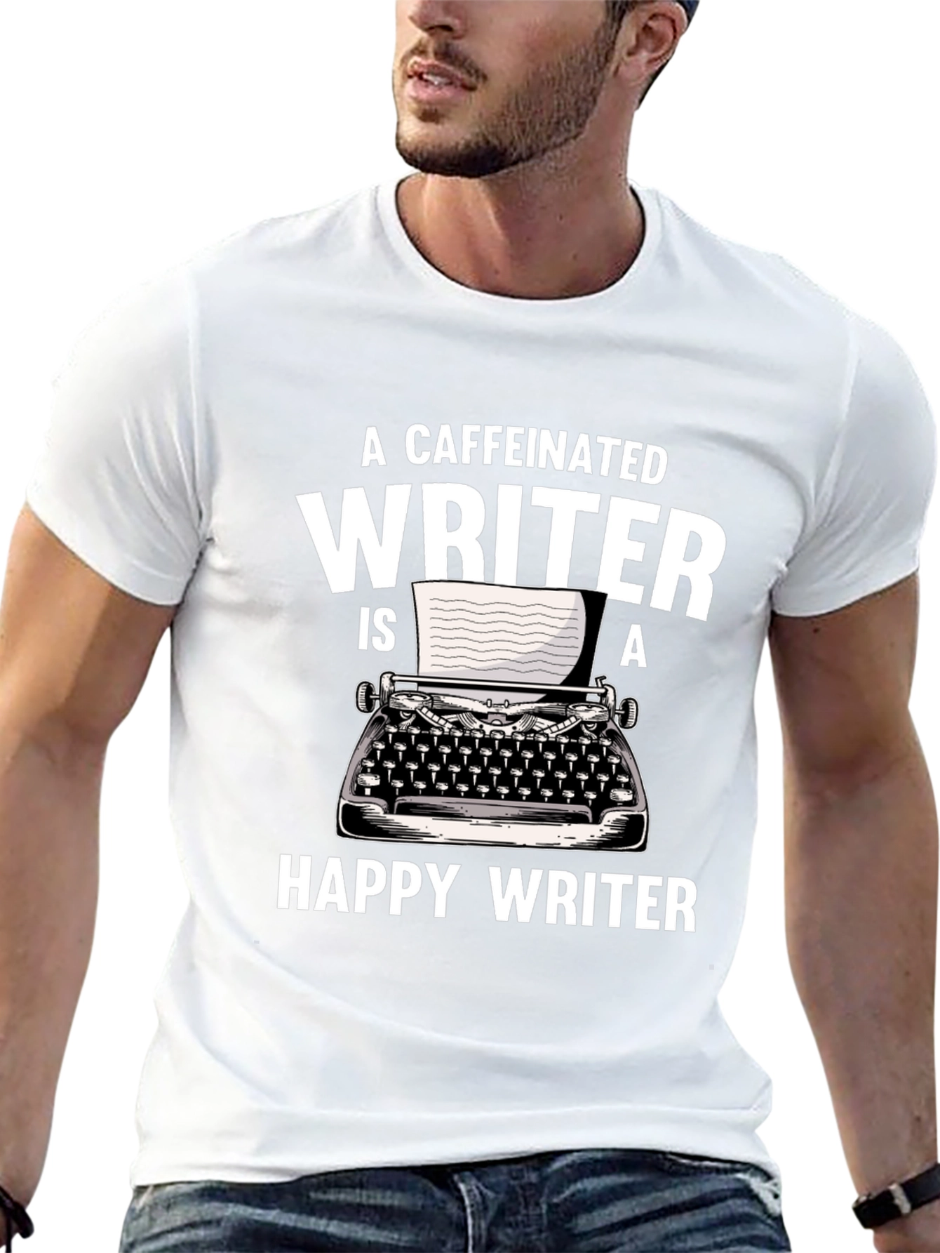 Caffeinated Writer T-Shirt - Funny Writing Tee