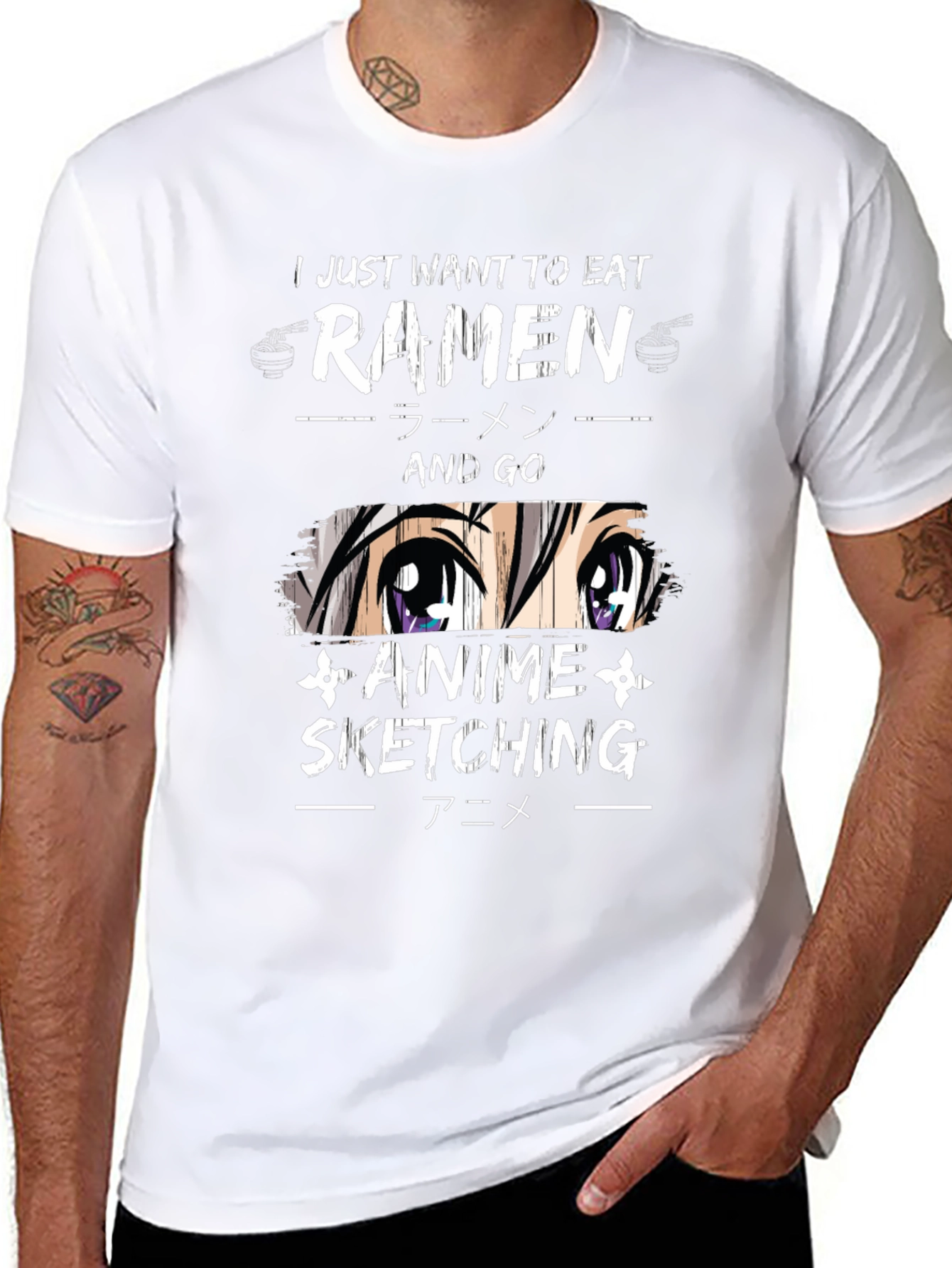 Ramen and Anime Sketching Graphic T-Shirt