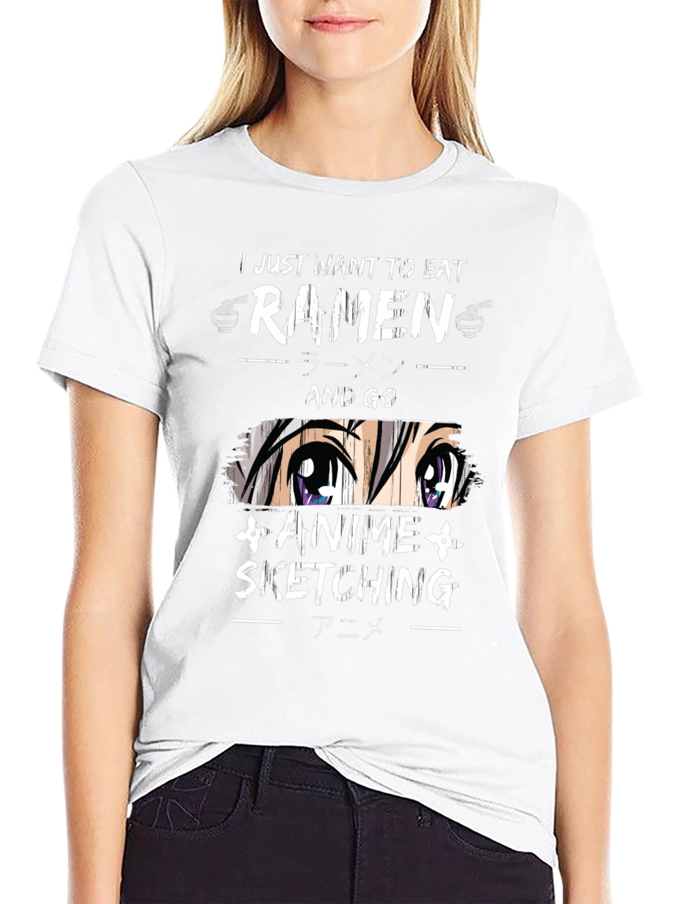 Ramen and Anime Sketching Graphic T-Shirt