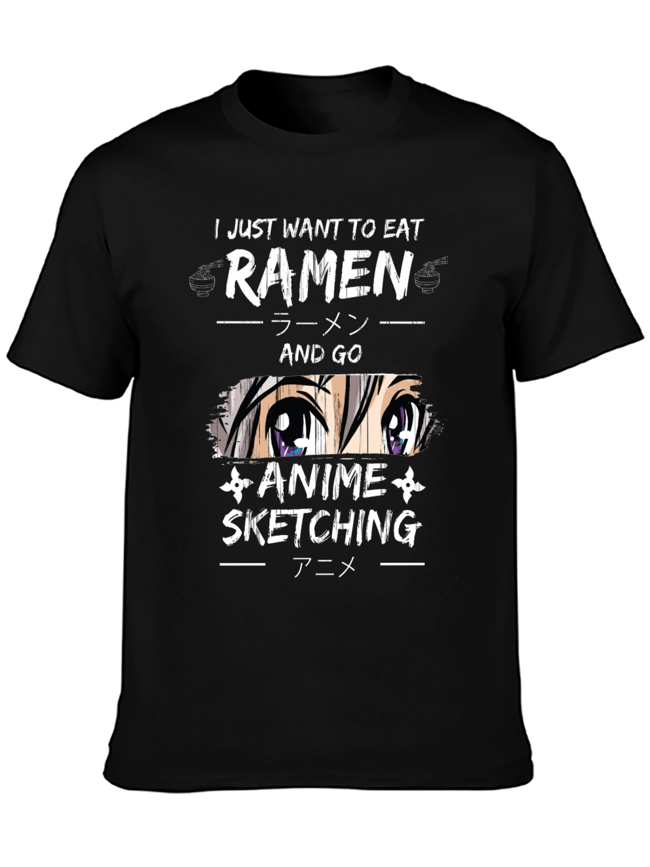 Ramen and Anime Sketching Graphic T-Shirt