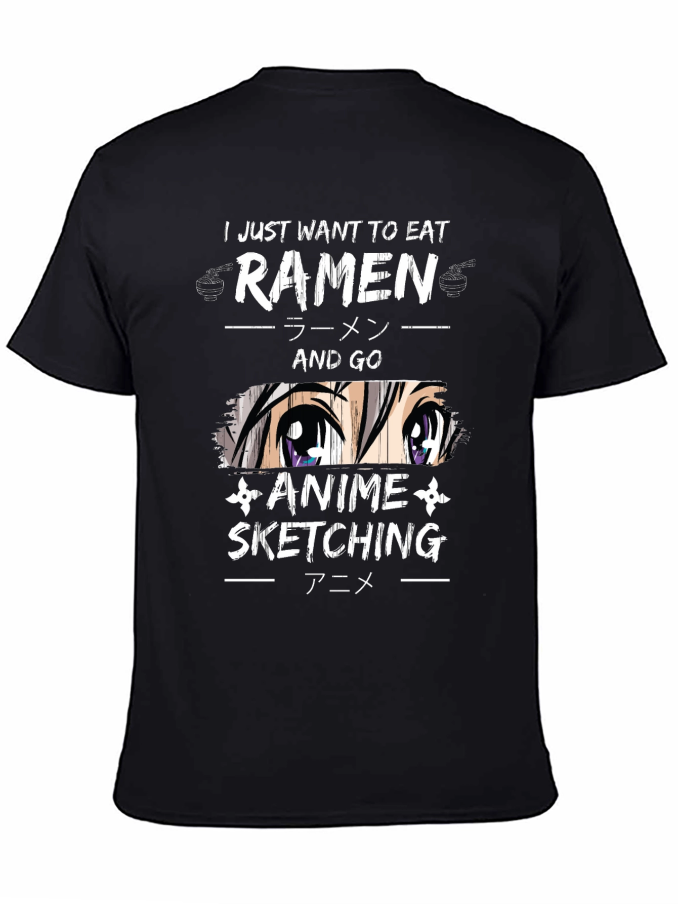 Ramen and Anime Sketching Graphic T-Shirt