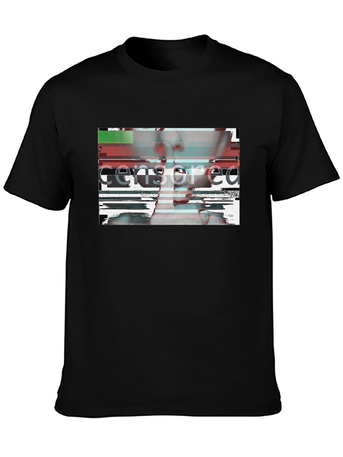 Censored Graphic Tee - Black Crew Neck T-Shirt