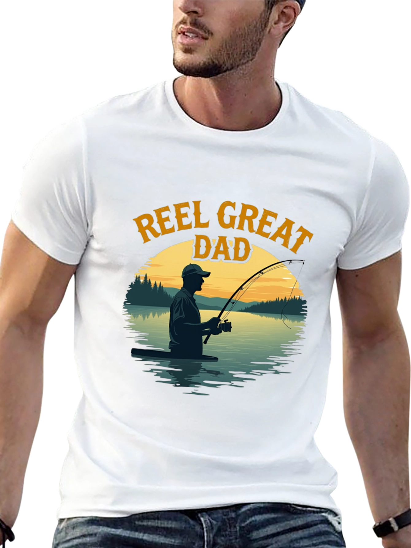 Reel Great Dad Fishing Graphic T-Shirt