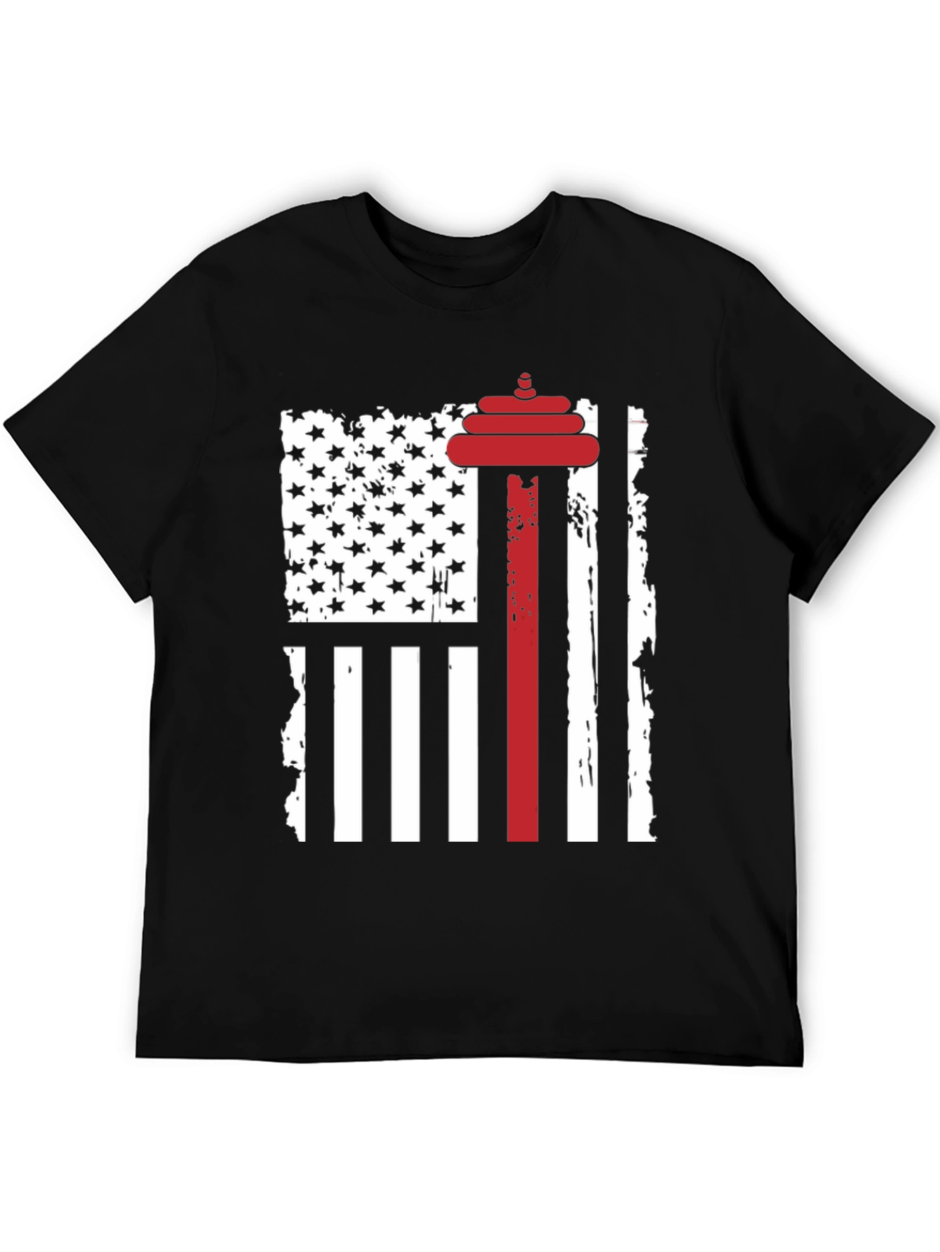 Patriotic Weightlifting T-Shirt - USA Flag Barbell Design