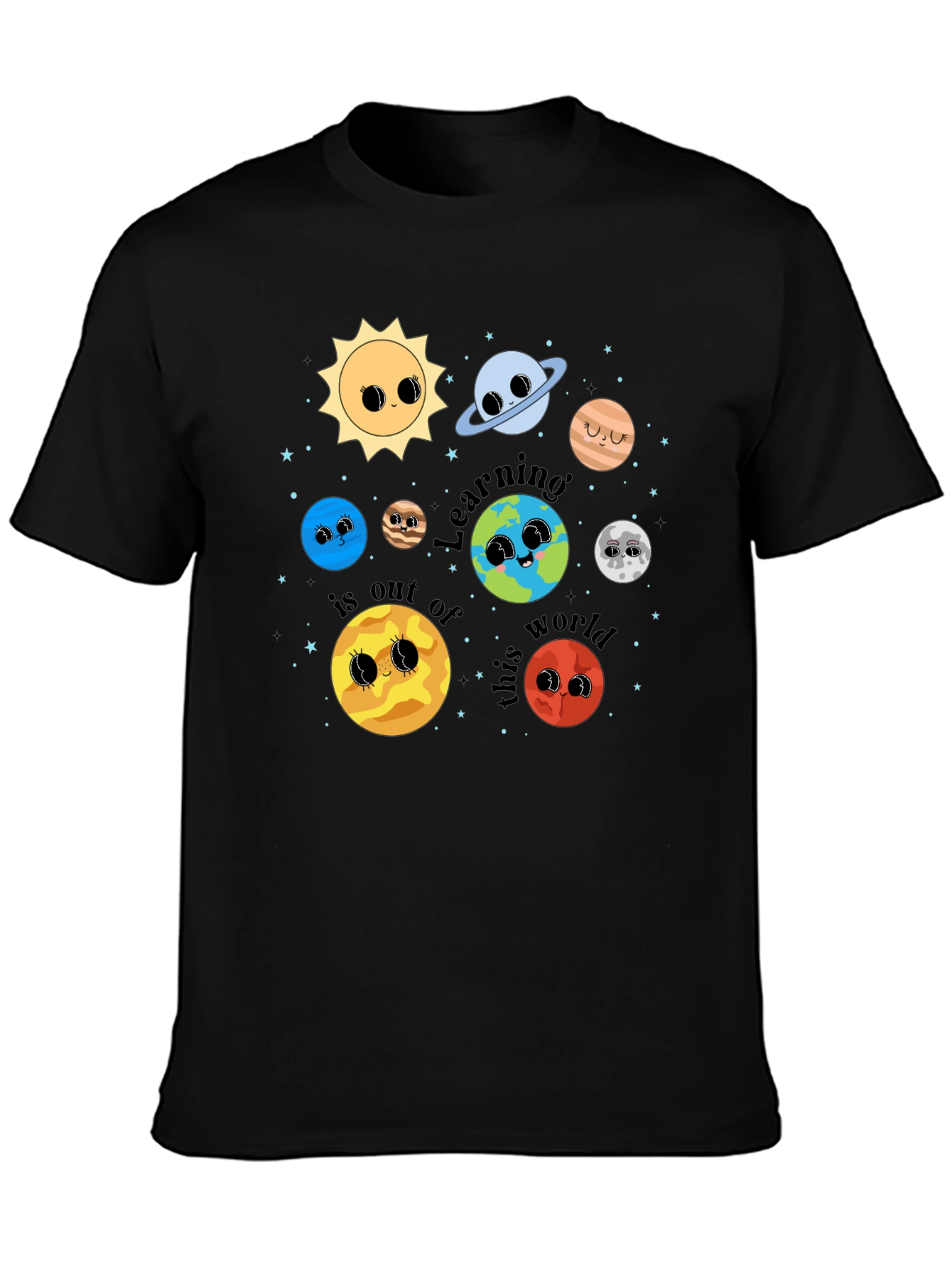Cute Planets Graphic T-Shirt Space Learning Shirt