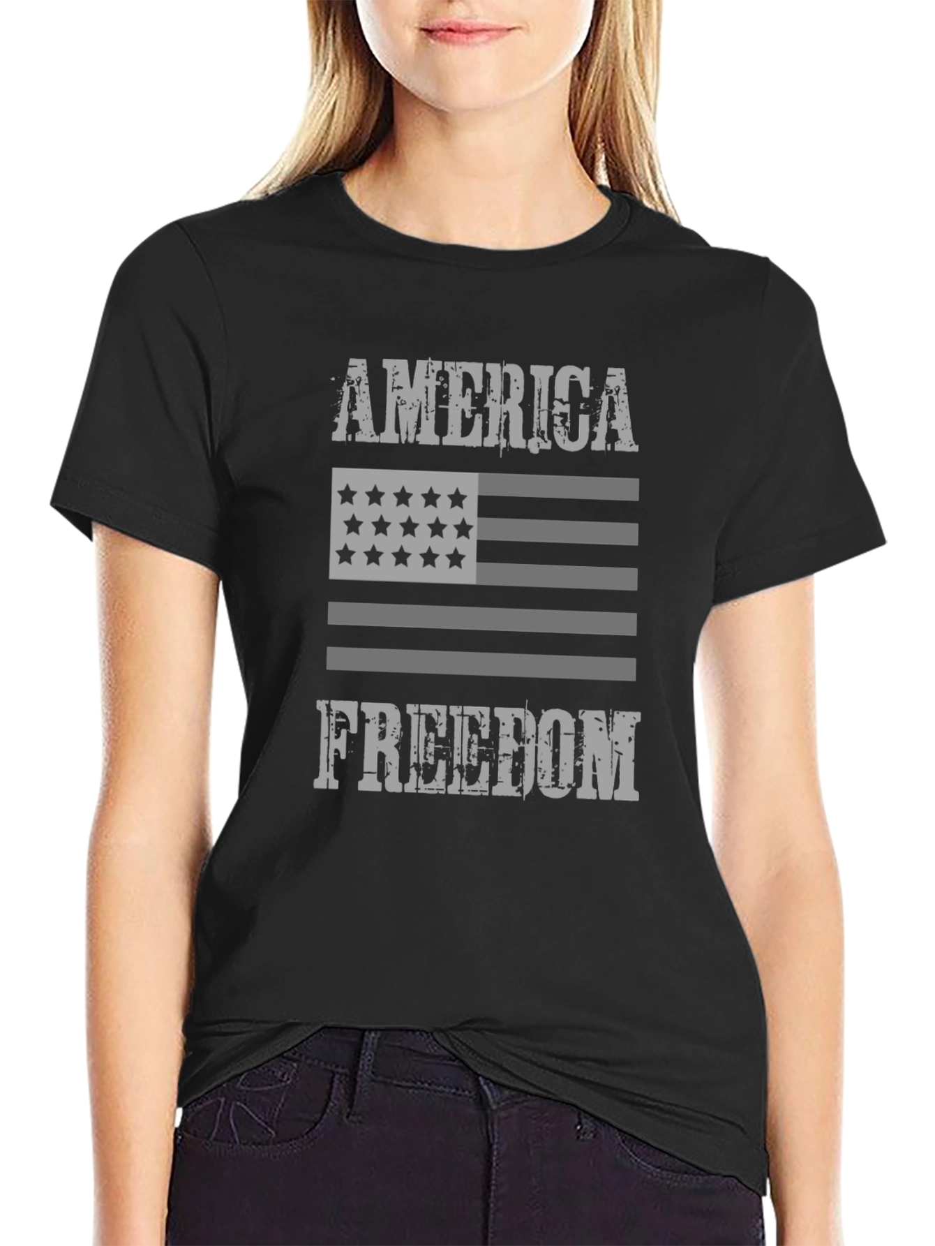 America Freedom Graphic Print T-Shirt