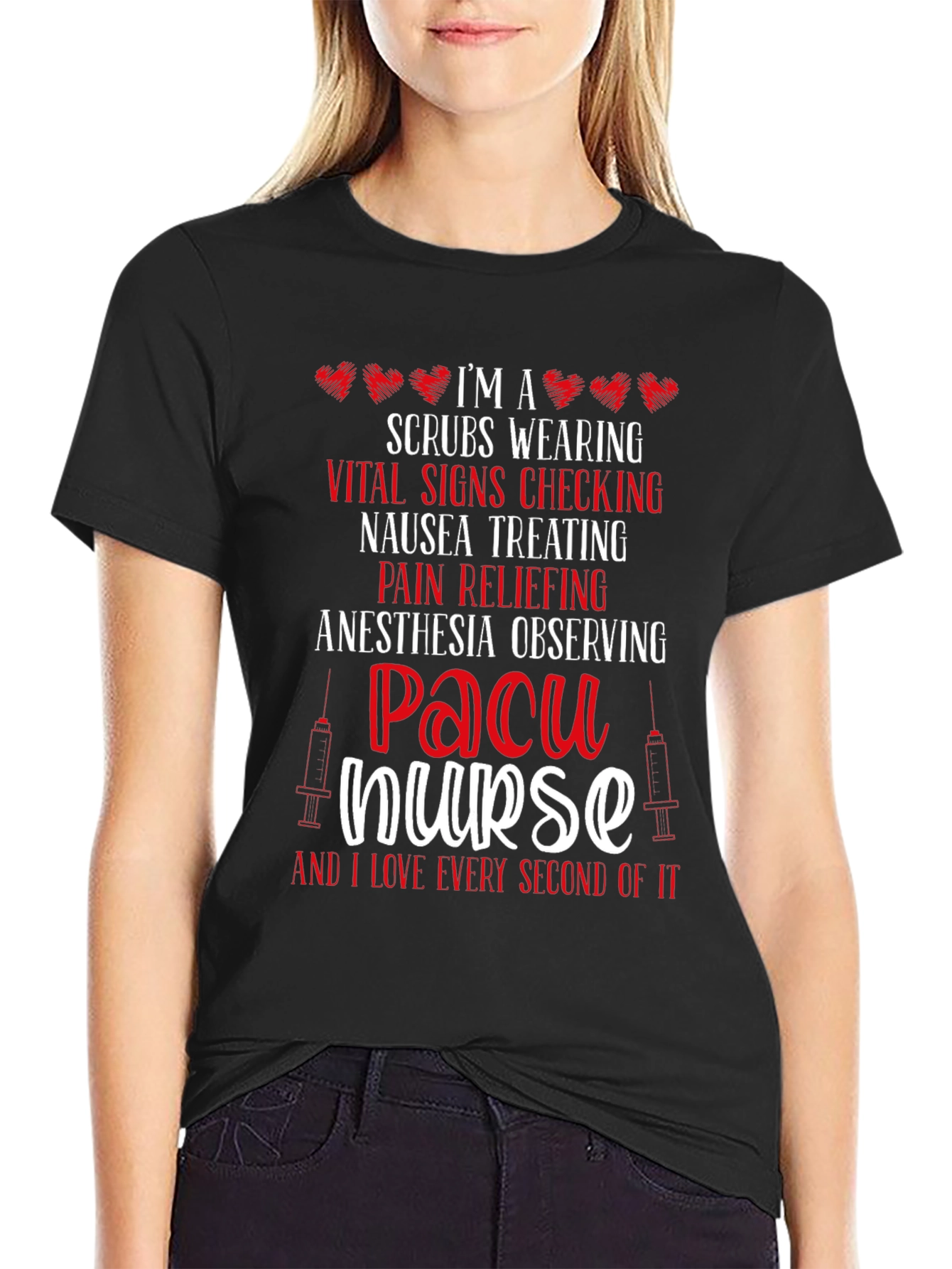 PACU Nurse T-Shirt - Scrubs Wearing Vital Signs Check