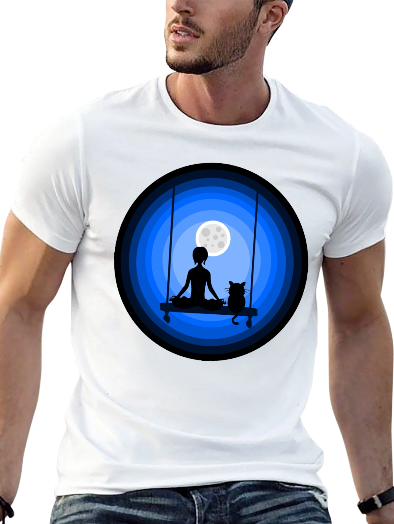 Zen Cat Moon Meditation T-Shirt