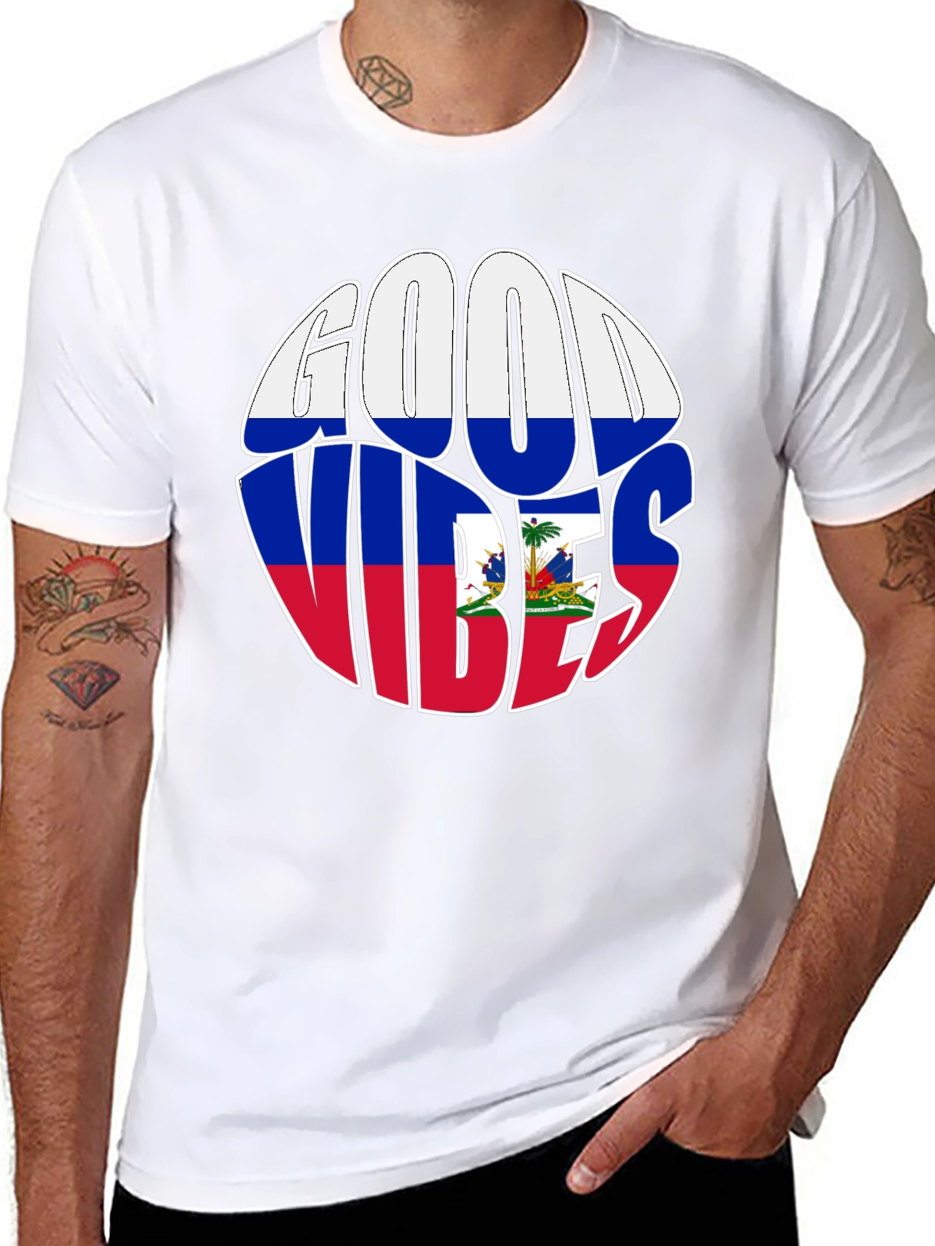Haiti Flag Good Vibes T-Shirt