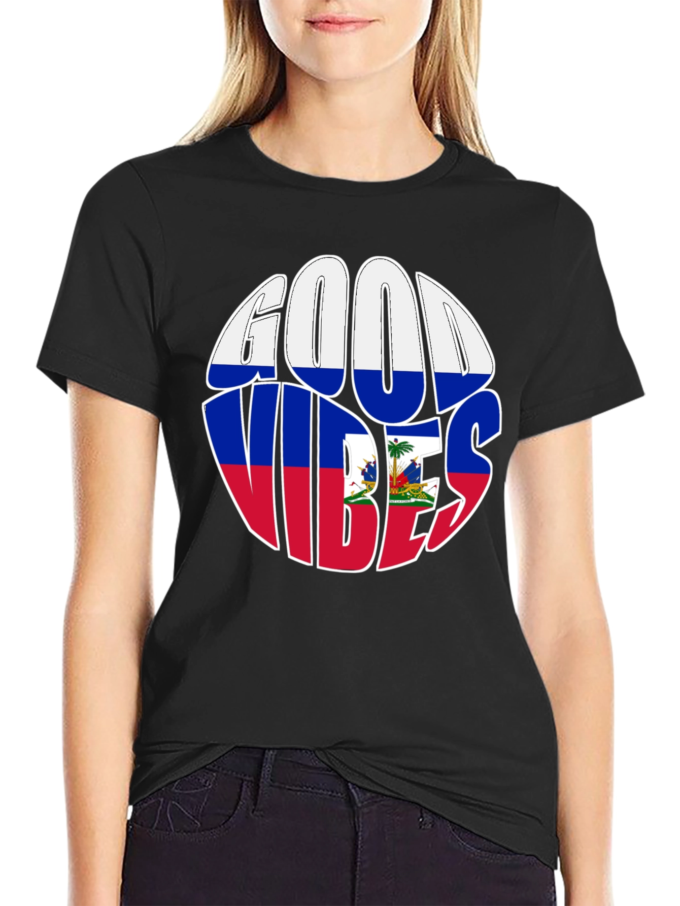 Haiti Flag Good Vibes T-Shirt