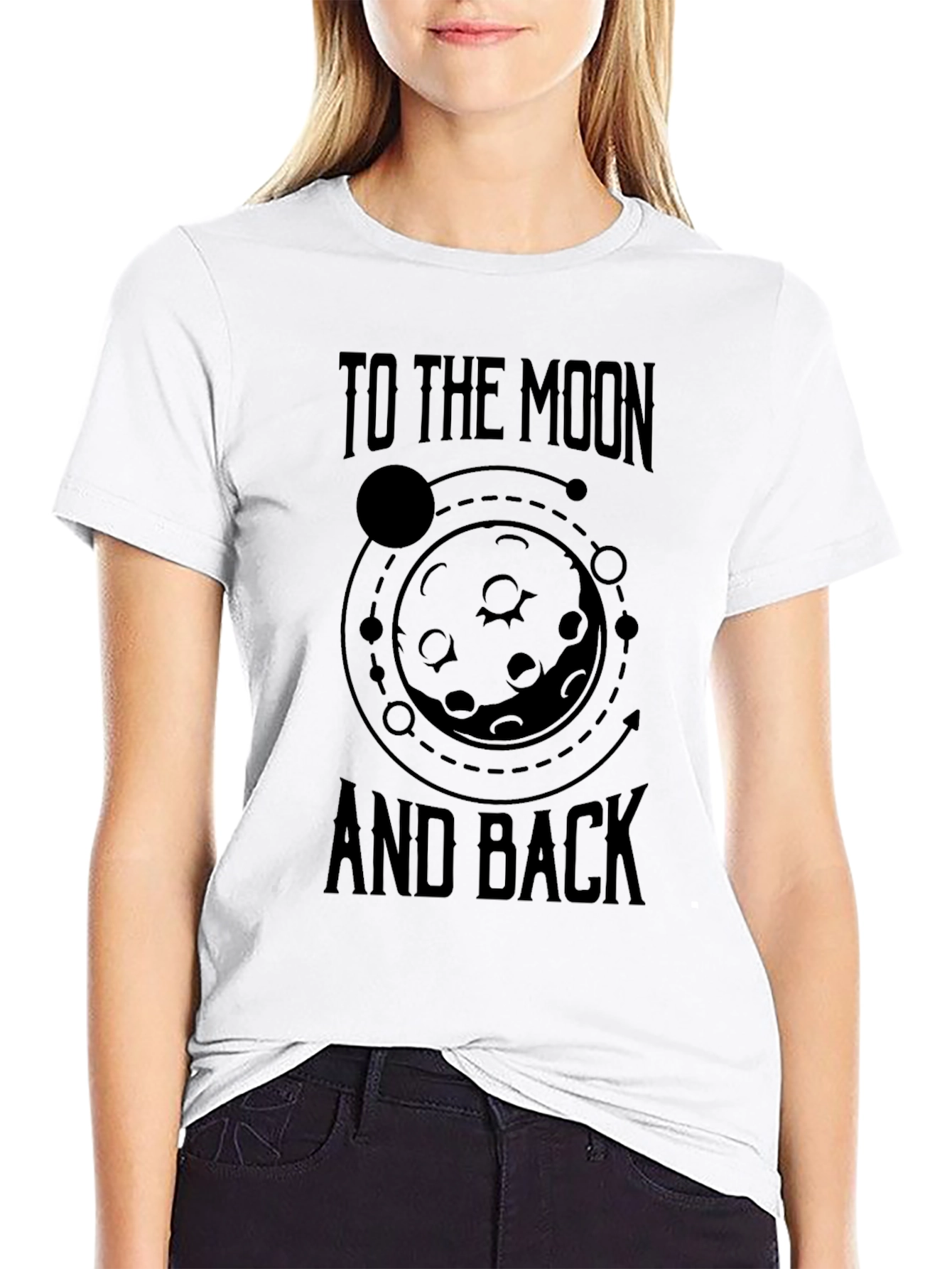 To The Moon And Back Black Graphic T-Shirt