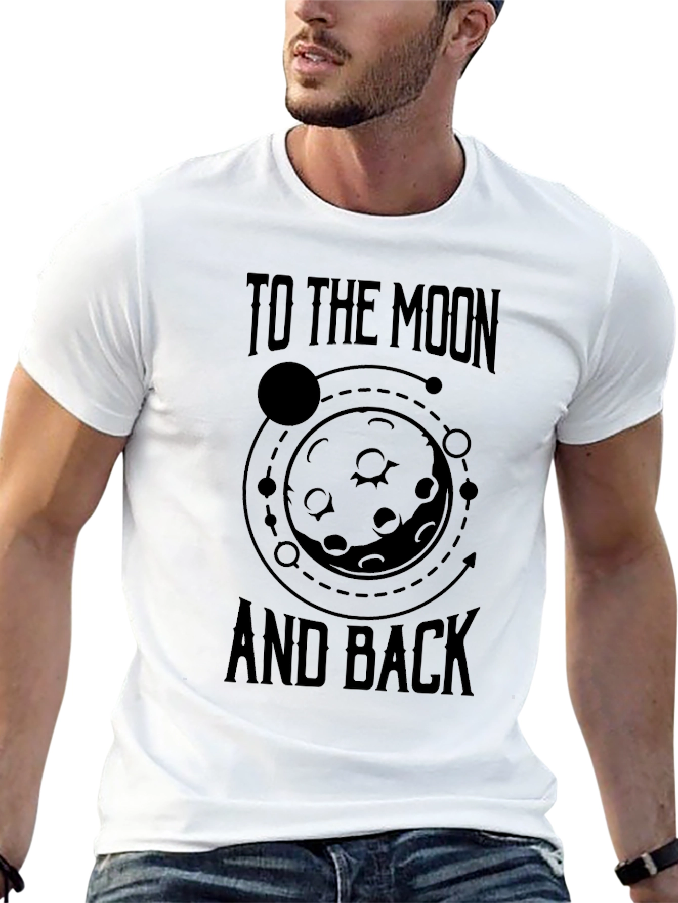 To The Moon And Back Black Graphic T-Shirt
