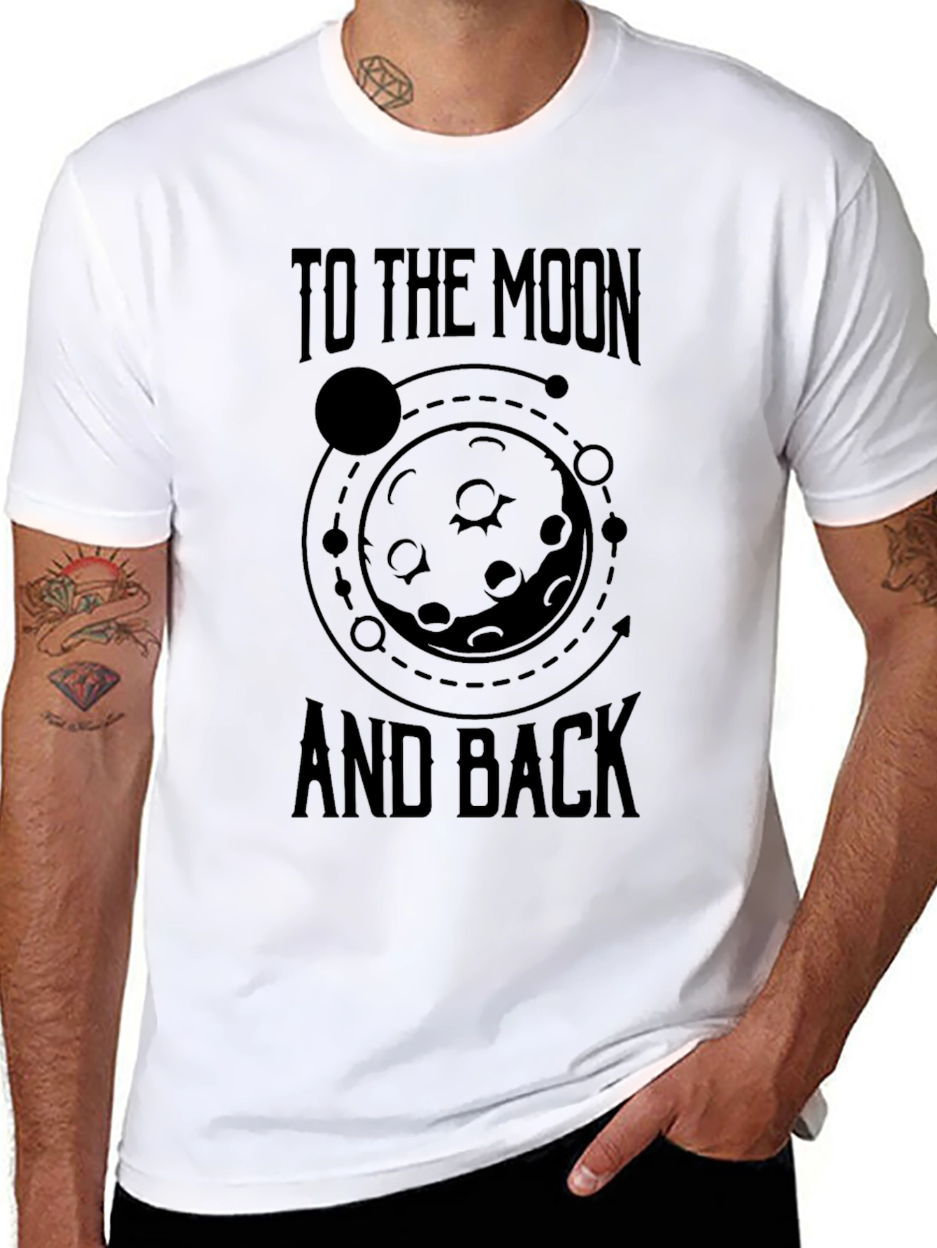To The Moon And Back Black Graphic T-Shirt