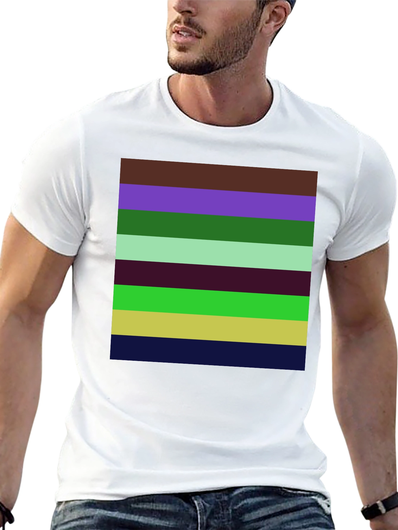 Striped Pattern Graphic T-Shirt