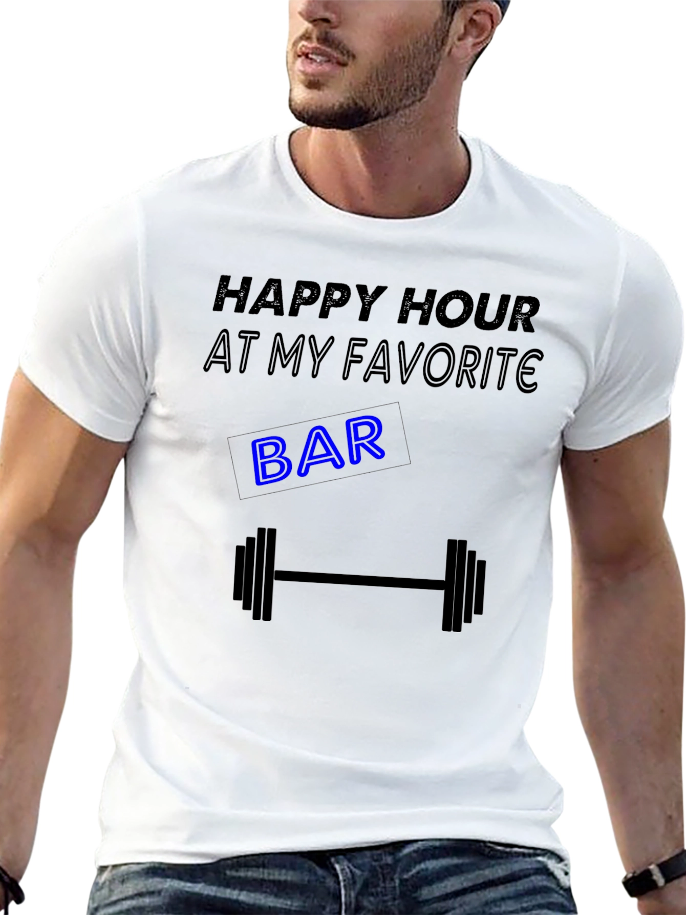 Happy Hour Gym Barbell Graphic Tee