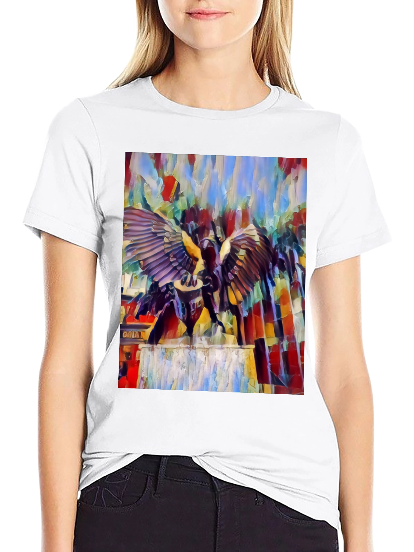 Winged Statue Graphic T-Shirt