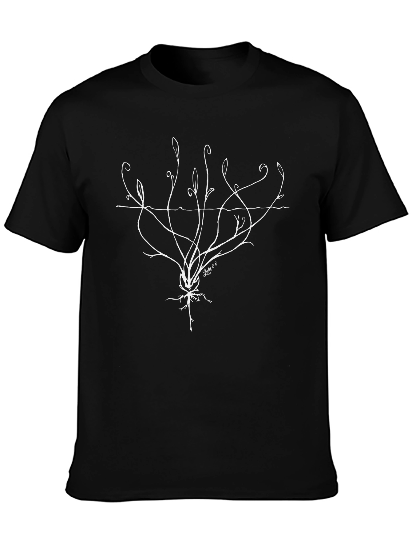 Roots Graphic Print T-Shirt - Black Cotton Blend