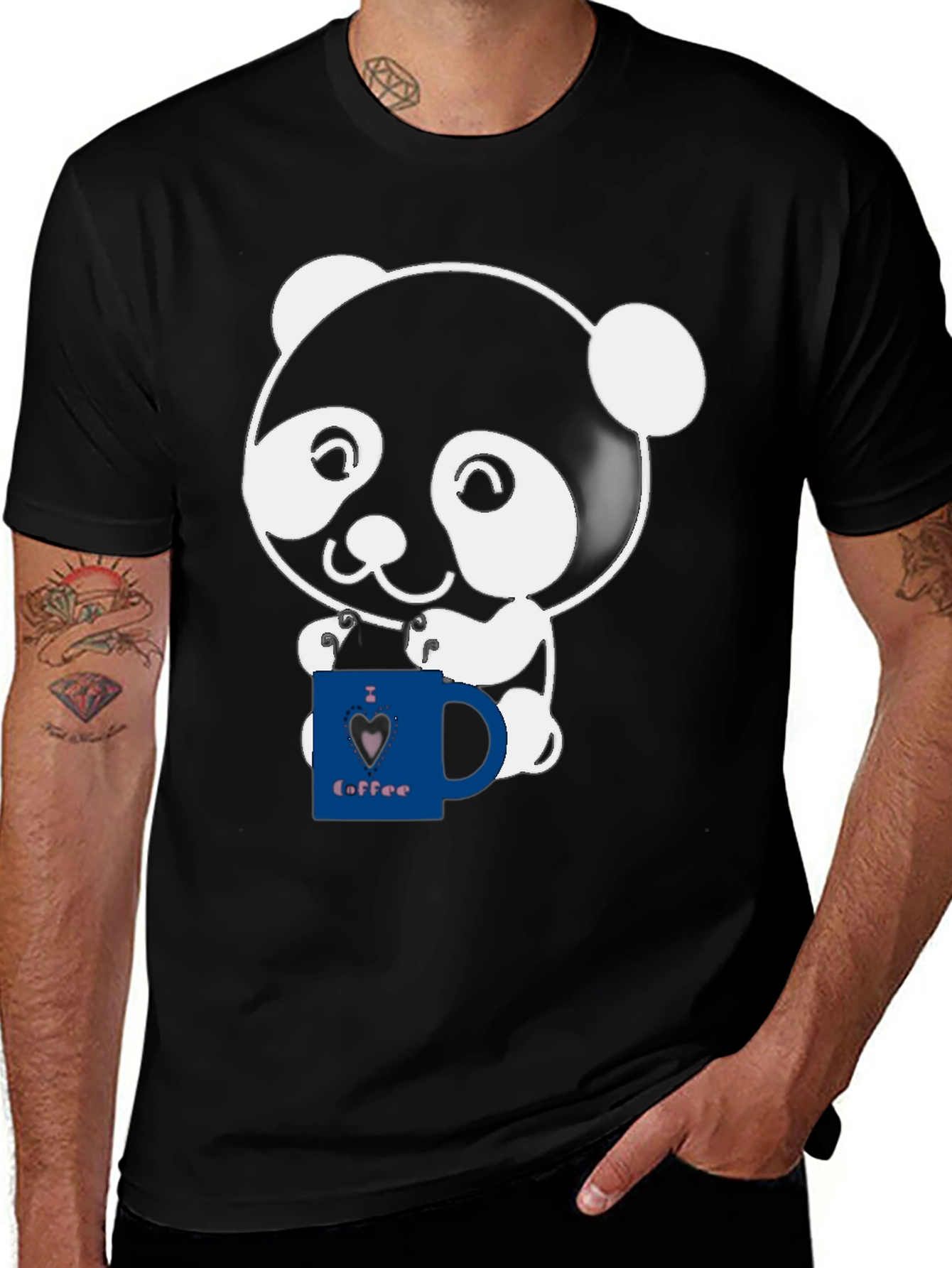 Cute Panda Coffee Lover Graphic T-Shirt