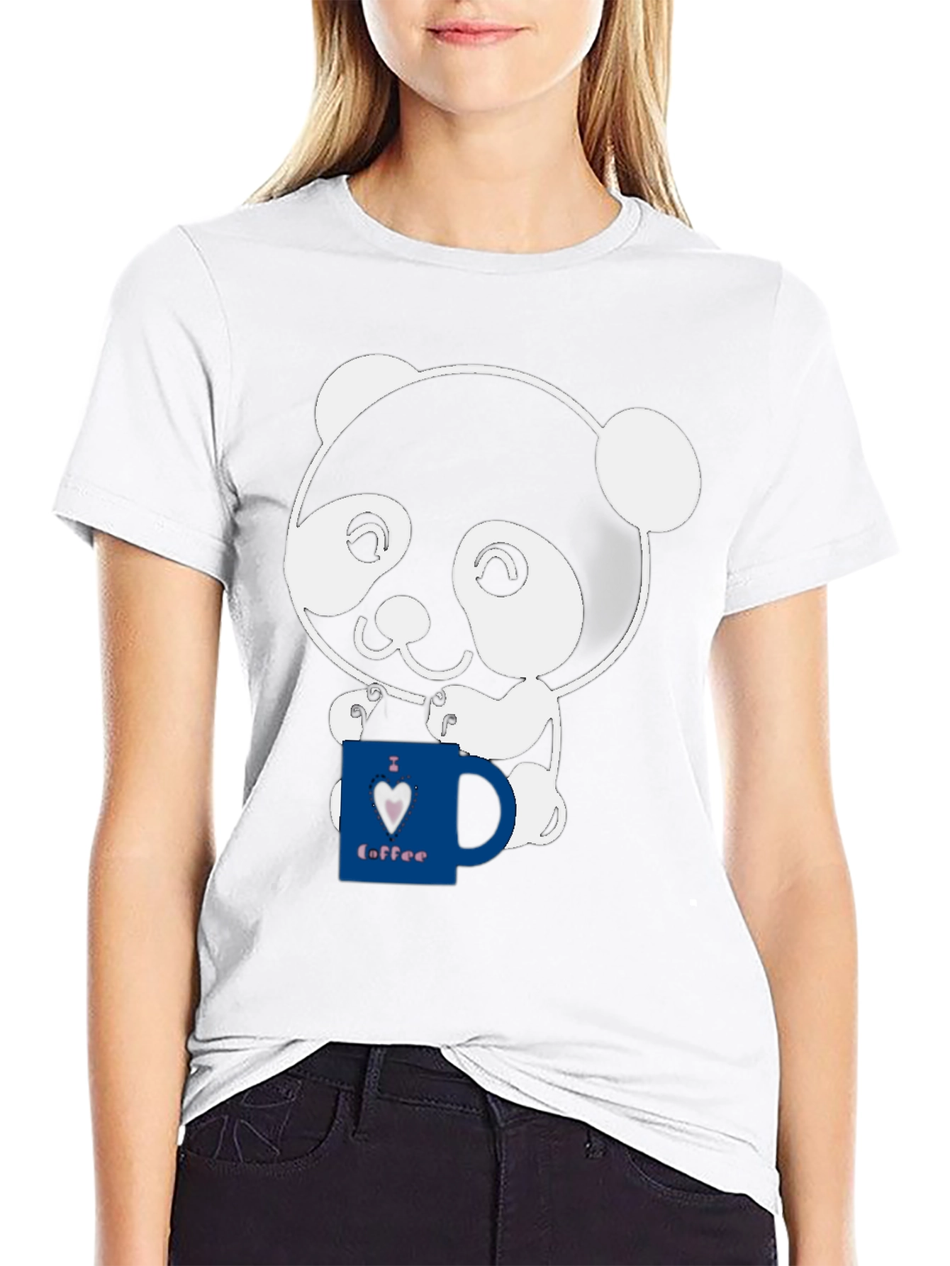 Cute Panda Coffee Lover Graphic T-Shirt