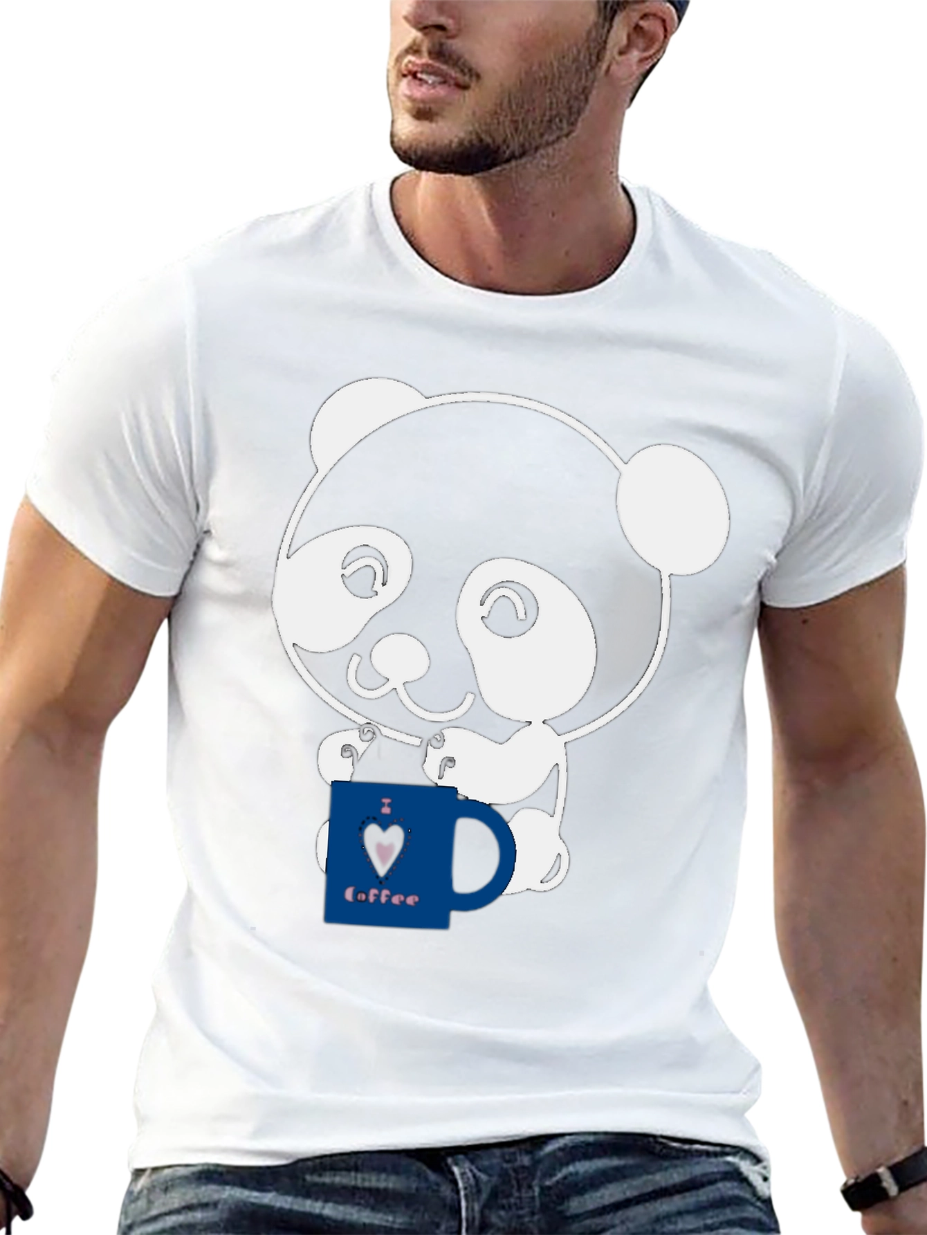 Cute Panda Coffee Lover Graphic T-Shirt