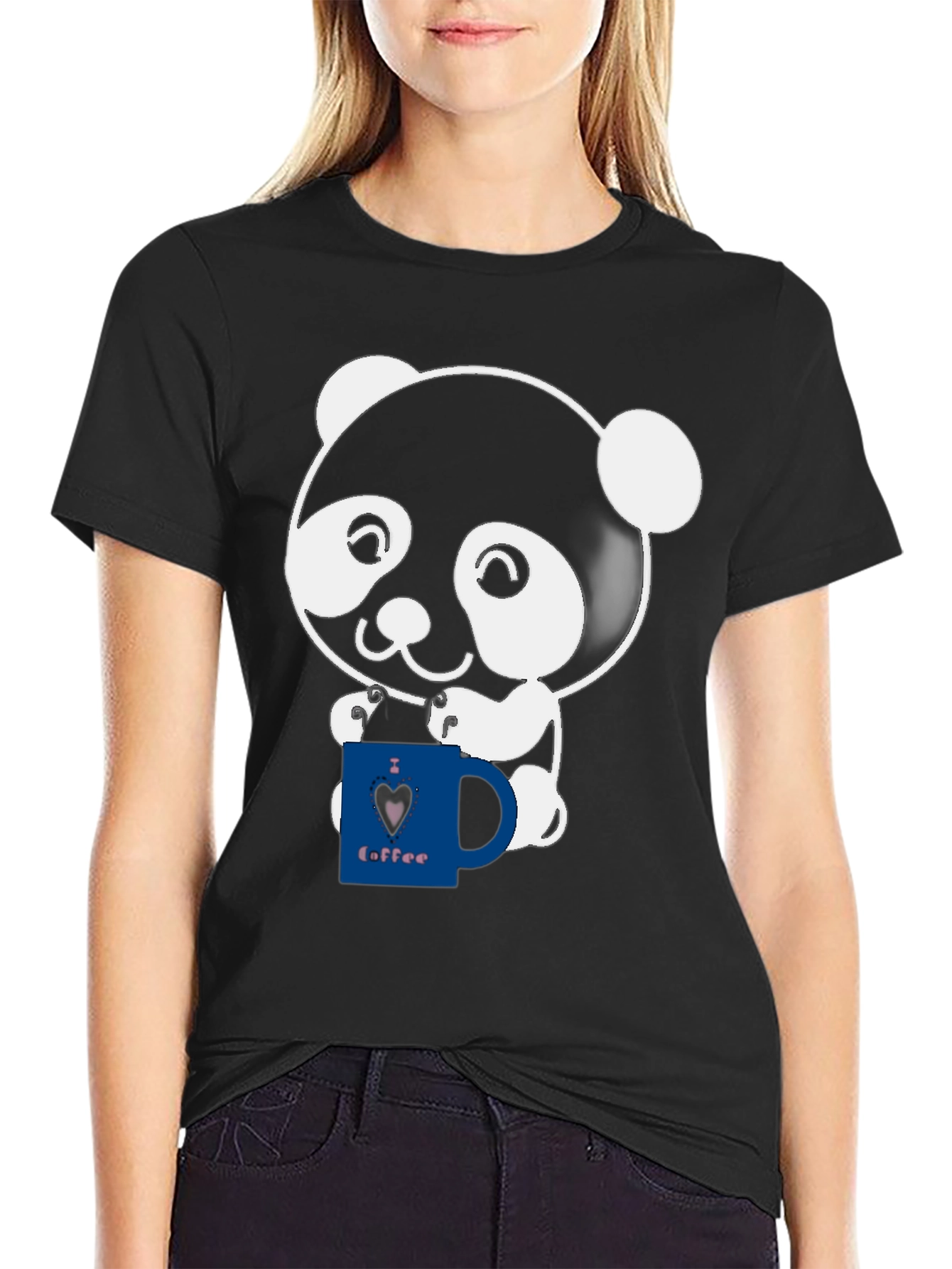 Cute Panda Coffee Lover Graphic T-Shirt