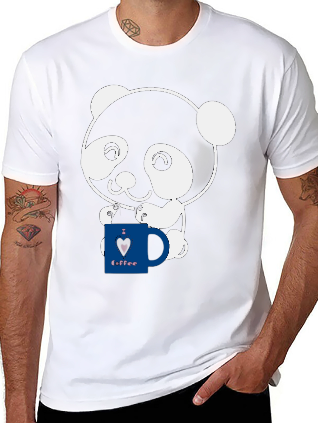 Cute Panda Coffee Lover Graphic T-Shirt
