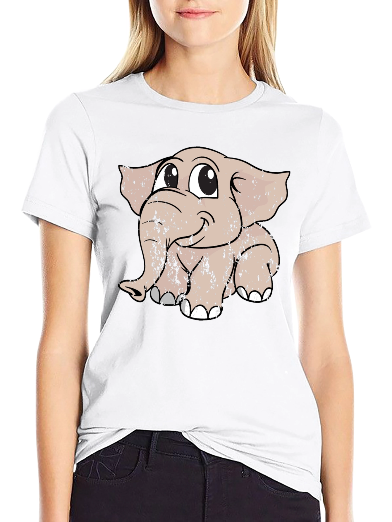 Cute Elephant Graphic Tee - Mens Black T-Shirt