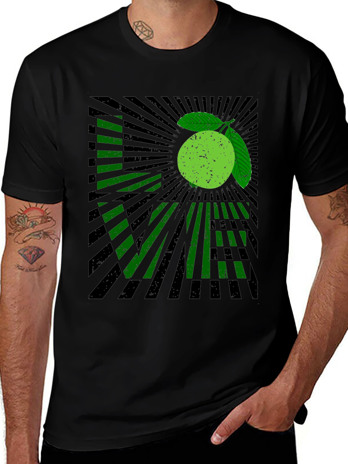 Lime Love Graphic Print Black T-Shirt