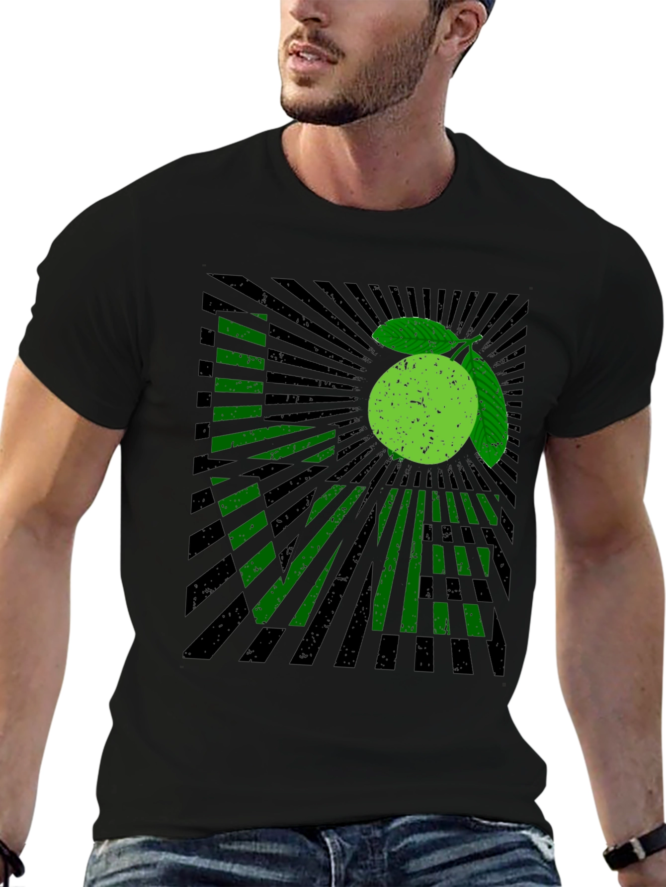 Lime Love Graphic Print Black T-Shirt