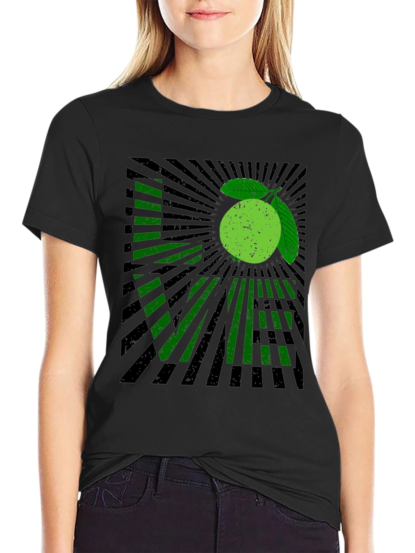 Lime Love Graphic Print Black T-Shirt