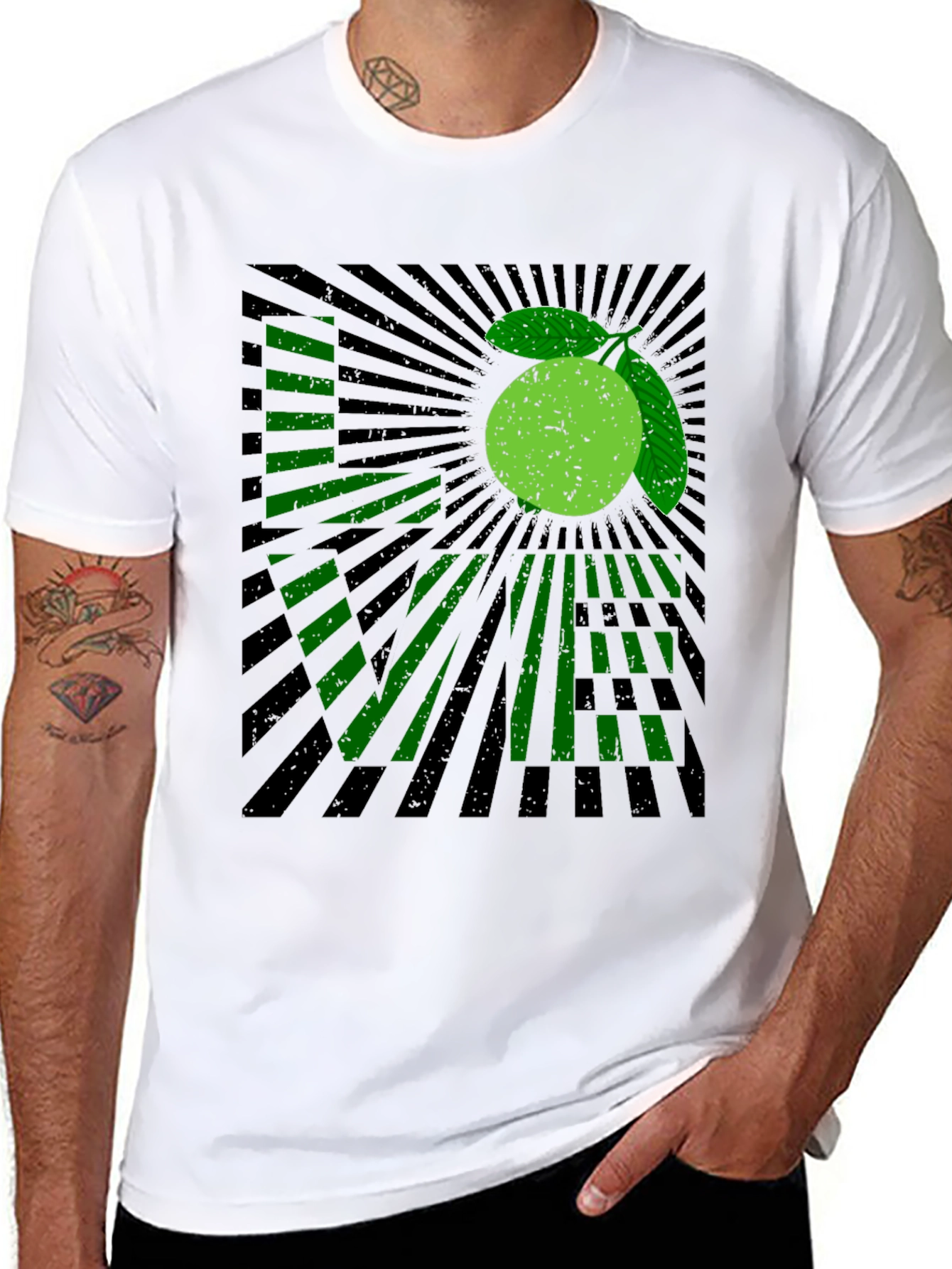 Lime Love Graphic Print Black T-Shirt