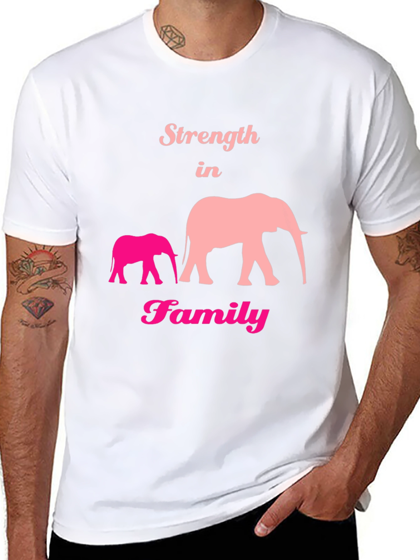 Strength in Family Elephant Graphic T-Shirt