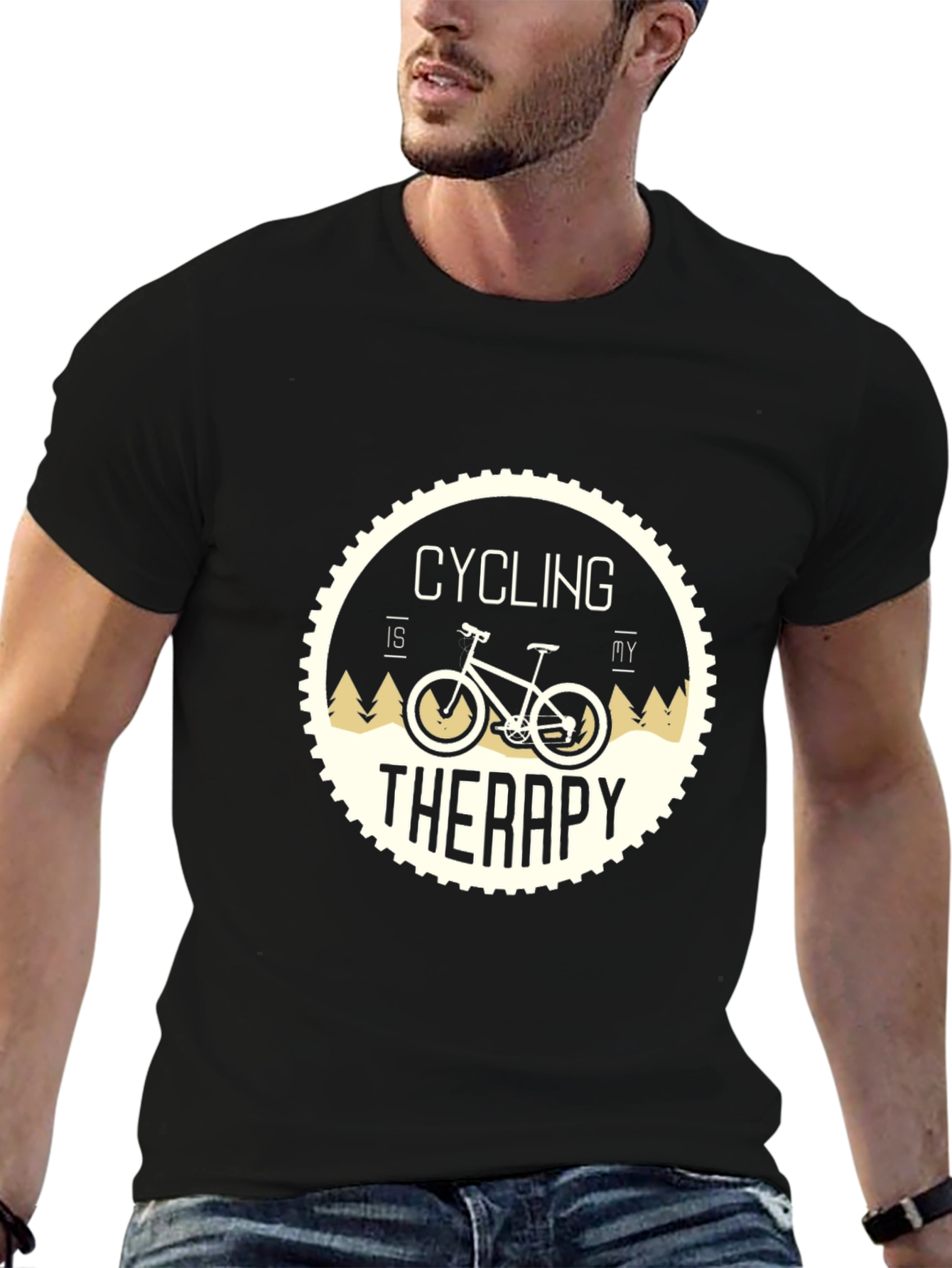 Cycling Therapy T-Shirt: Black Relaxed Fit