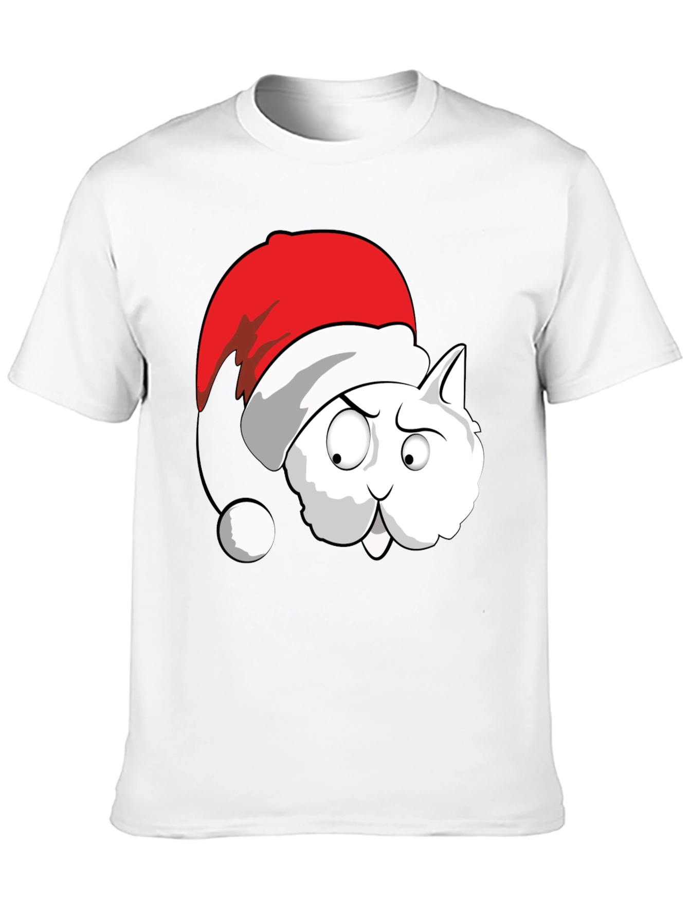 Funny Cat Santa Hat Graphic T-Shirt