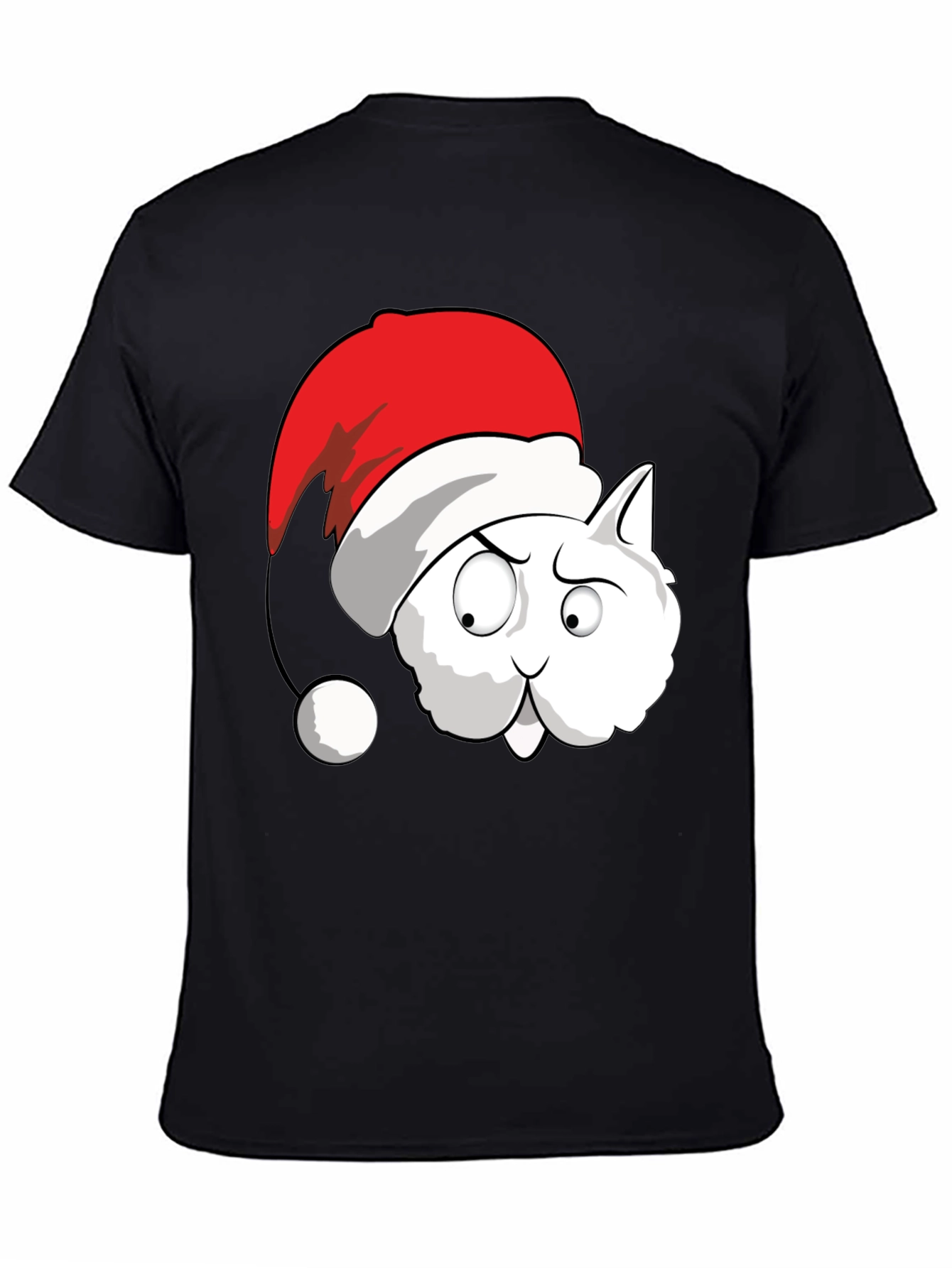 Funny Cat Santa Hat Graphic T-Shirt