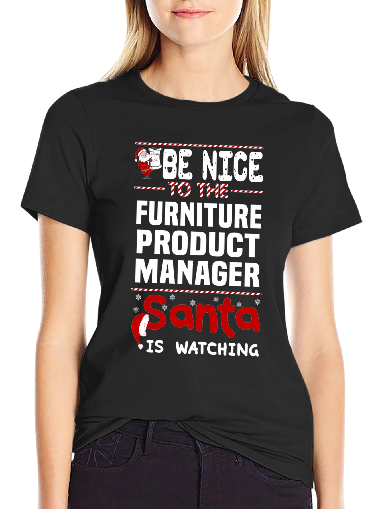 Funny Furniture Product Manager Santa Watching Christmas T-Shirt