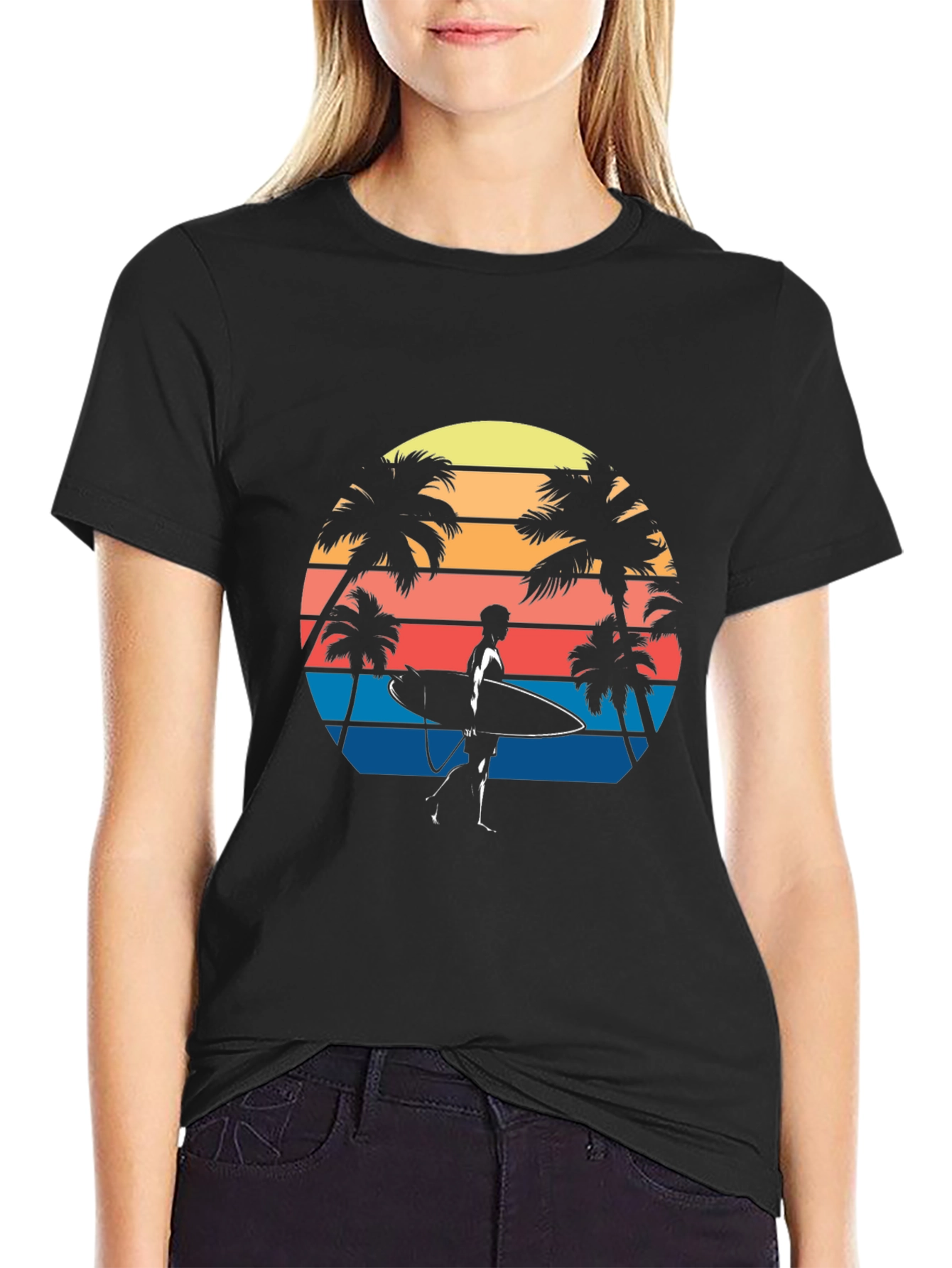 Retro Surfer T-Shirt - Tropical Palm Tree Graphic Tee