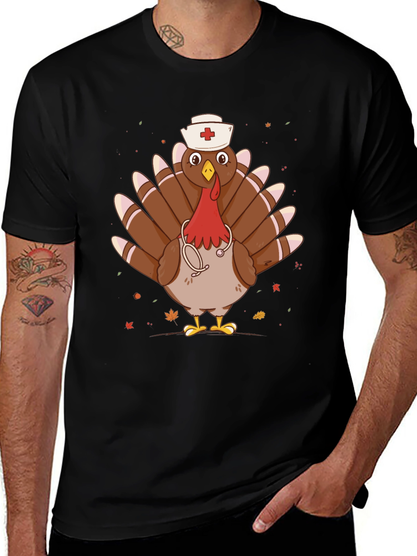 Nurse Turkey Graphic Tee - Thanksgiving Humor