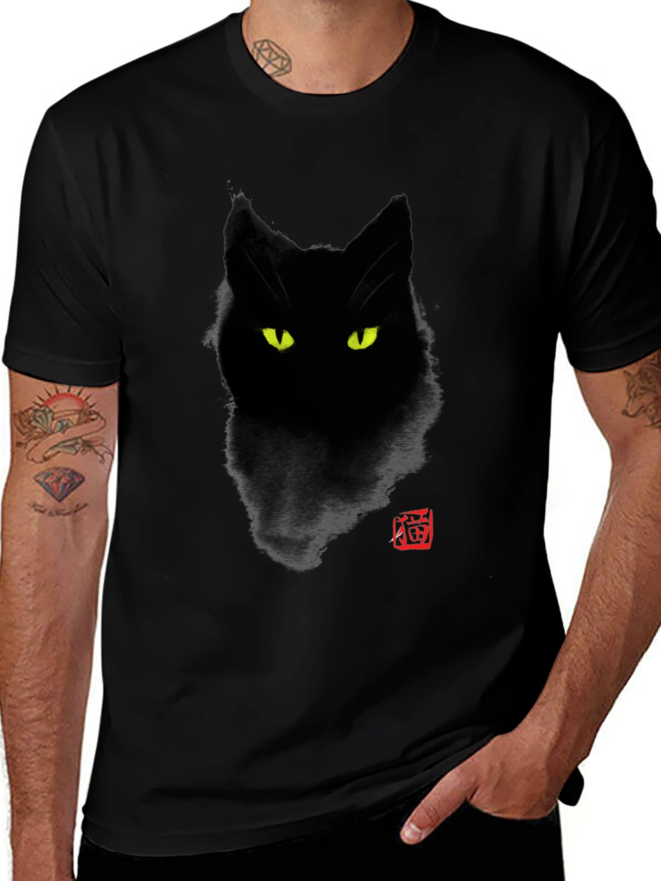 Mystic Black Cat Graphic Tee - Stylish & Unique