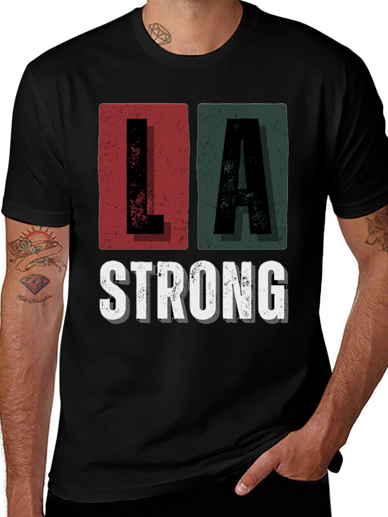 LA Strong Graphic Tee - Unisex Black Cotton T-Shirt