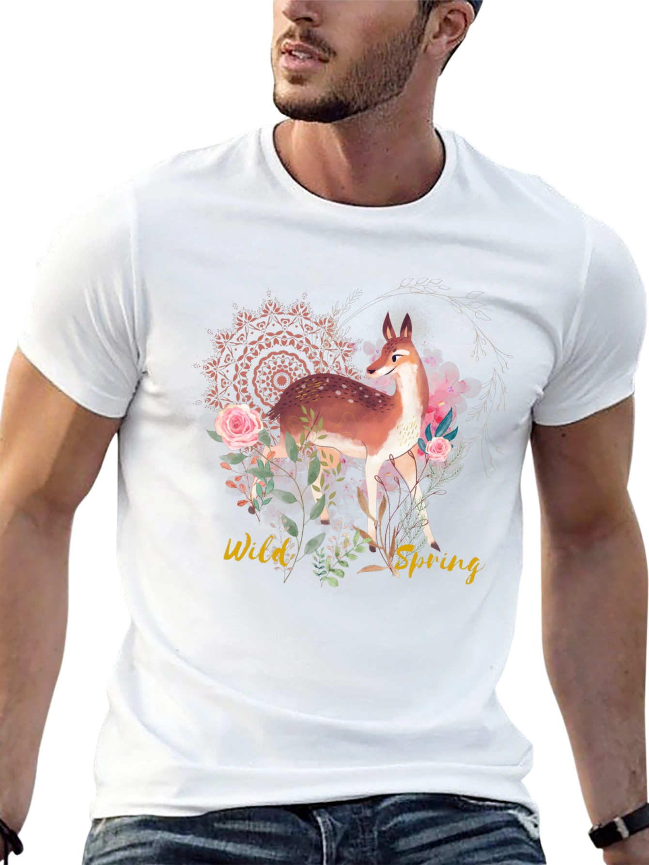 Wild Spring Deer Graphic T-Shirt