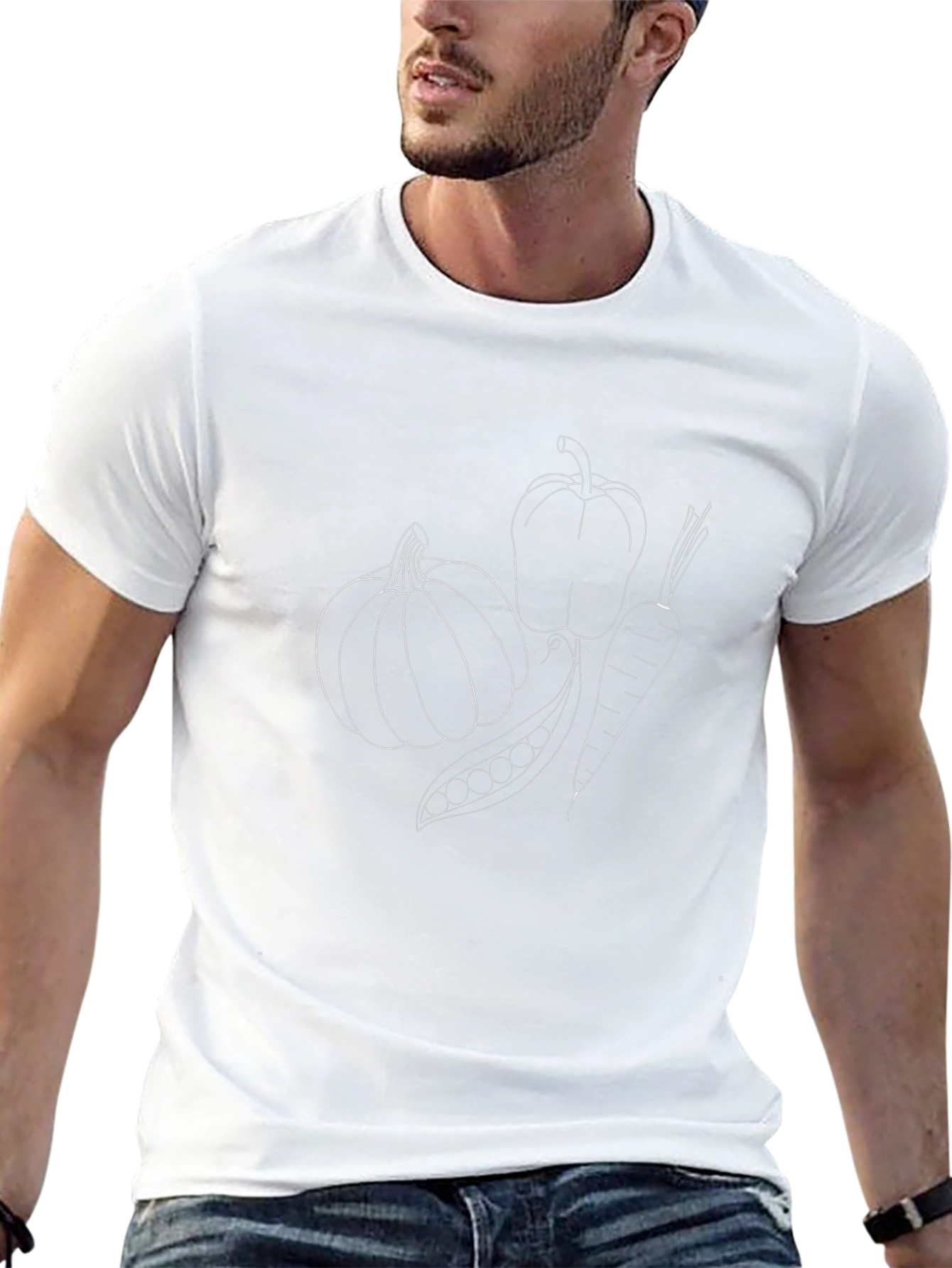 Veggie Sketch T-Shirt: Black Organic Cotton Tee